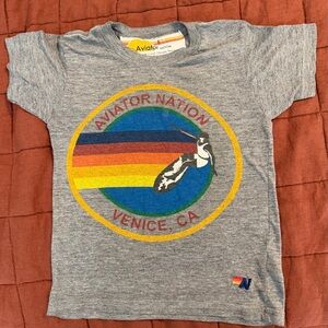 Aviator Nation Kids Heather Gray Tee Size 6.